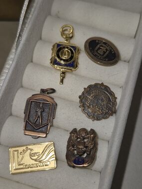 Vintage Assorted Metal Pins - Gold Tone, Bronze, Navy Accents